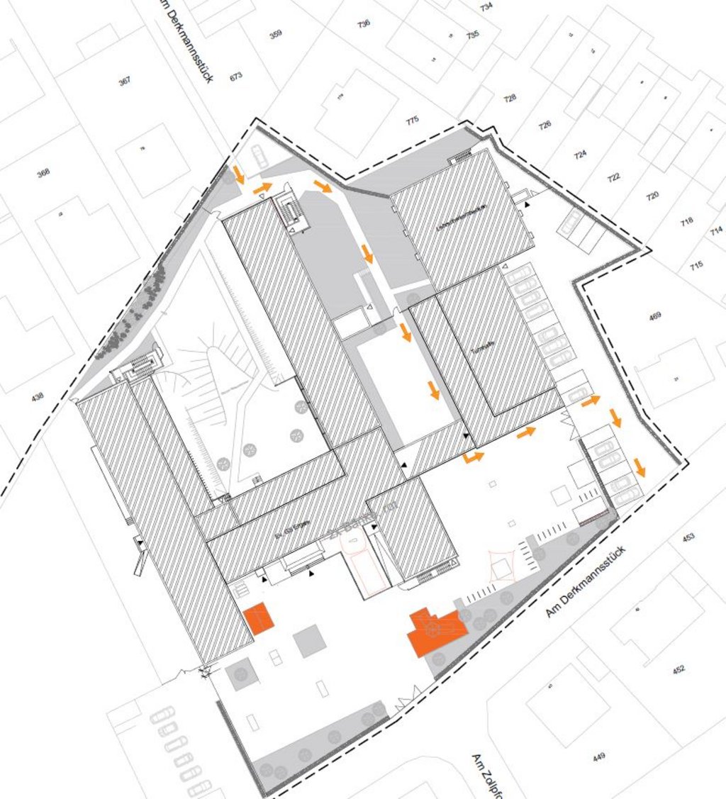 Neue Wegeführung über den Schulhof der Ergster Grundschule