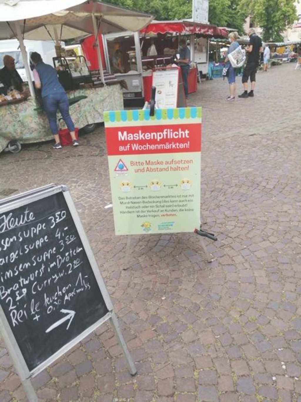 Mundschutz auf dem Markt: Stadt kündigt Kontrollen an